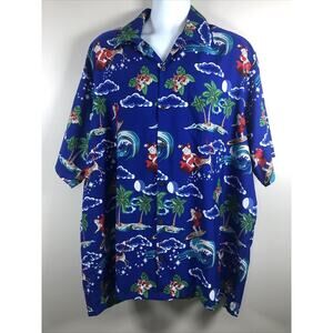 Alvish Men's Button Down Shirt Short Sleeve Hawaiian Christmas Themed 3XL